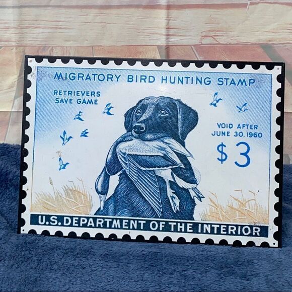 Lite metal wall sign of migratory game bird stamp from 1959/60 - Picture 1 of 4